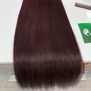 Bone Straight Full Cuticle Soft Virgin Natural <b>Burgundy</b> Red Silky Straight Bulk Hair Bundles Vietnamese Human Hair - Product Image 6