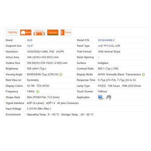 800:1 B156HAN08.0/2/3/4 Tanpa Sentuh 15.6 inci 40 Pin Layar LCD 1920*1080 WLED Laptop Baru 93% SRGB 144Hz HDR - Product Image 6
