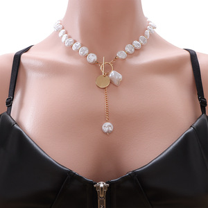 Collier de perles blanches baroques avec fermoir en argent, pendentif, cadeau pour femme, bijoux, origine Yiwu - Product Image 6