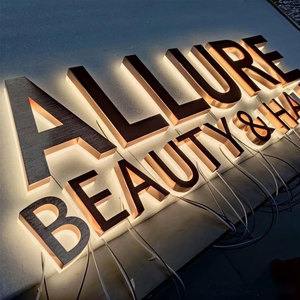 Công ty làm chữ nổi ngoài trời trong nhà tùy chỉnh, logo công ty, chữ nổi 3D, mặt gương kim loại, đèn LED chiếu sáng phía sau - Product Image 2