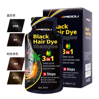 Tinte Capilar Meidu para Cobertura de Cabello Negro, Nutritivo, Hidratante, Suavizante y Brillante, Fórmula Profesional de Salón, Champú en Sachet