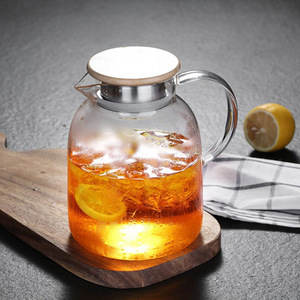 Carafe à eau froide en verre 1800 ml avec couvercle en acier inoxydable, grande capacité, pour usage domestique et fêtes - Product Image 3