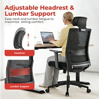 Chaise de bureau ergonomique pivotante noire à dossier haut réglable en maille, idéale pour le télétravail – Offre spéciale
