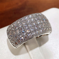 2025 pas cher bijoux grande largeur pavé Cz anneau Hip Hop Rock Punk demi plein glacé cubique Zircon bagues hommes femmes