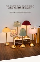 Lampe de table moderne en fer avec abat-jour en tissu, LED, commande tactile, alimentée par batterie, pour chambre à coucher, chevet, décoration d'ambiance personnalisée