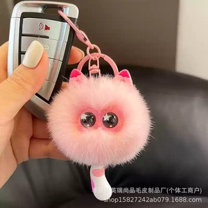 Faux doux Rex lapin fourrure en peluche <span class=keywords><strong>chat</strong></span> <span class=keywords><strong>pompon</strong></span> chaton Pom Pom poupée <span class=keywords><strong>porte</strong></span>-clés pour femmes fille sac breloque <span class=keywords><strong>porte</strong></span>-clés jouets pendentif accessoires - Product Image 4
