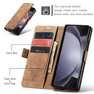 เคสโทรศัพท์หนังพับได้สำหรับ Samsung Galaxy Z Fold6 Fold5 <span class=keywords><strong>Fold4</strong></span>พับได้013เคสโทรศัพท์หนังพับได้แบบธุรกิจย้อนยุคกันกระแทก - Product Image 4