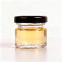 Petit pot en verre transparent de 25 ml avec couvercle en métal noir et or, vide, pour le miel de mariage, les confitures ou la conservation.