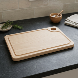 Tagliere in Legno di Faggio Naturale 44x28cm, Ecologico con Scanalatura per Succhi, Design DEMOLLI, Made in Italy, Multiuso, Etichetta Privata - Product Image 2