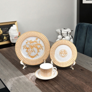 Luxury Vintage Western Porcelain <b>Dinnerware</b> Sets Gold Gilding Cup Kit Included-Exquisite Gift Set Freezer Safe Colored Glazed - Product Image 2