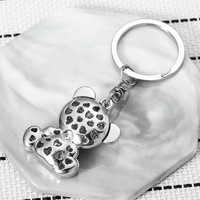 Porte-clés Ours en Strass - Porte-clés en Métal Ours en Peluche Scintillant pour Femmes (Argent)