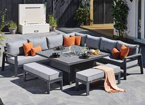 Patio Melbury sofà componibile in alluminio divano esterno Set Lounge Set mobili <span class=keywords><strong>da</strong></span> <span class=keywords><strong>giardino</strong></span> <span class=keywords><strong>con</strong></span> <span class=keywords><strong>tavolo</strong></span> a Gas fuoco - Product Image 5