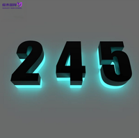Plaque de numéro de maison personnalisée en acier inoxydable 3D rétroéclairée par LED, halo inversé, étanche, pour l'extérieur des maisons et des hôtels
