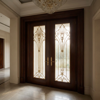 Panneau de verre décoratif trempé sur mesure avec incrustation en laiton, motif mural de sécurité, cloison intérieure moderne, style européen, garantie 5 ans