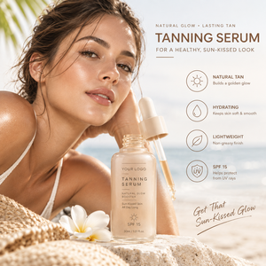 Suero Bronceador Natural Lance OEM, Rico en Extractos Vegetales, Aceite de Coco, Vitamina E, SPF 15, Gotas Bronceadoras para un Brillo Saludable con Efecto Solado - Product Image 3