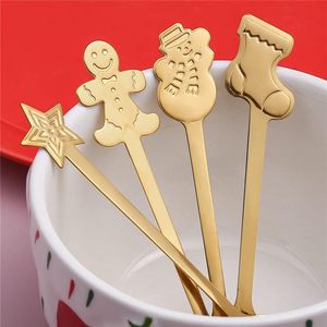 4Pcs Thực Tế Vàng Thép Không Gỉ Thìa Cà Phê Giáng Sinh <span class=keywords><strong>Flatware</strong></span> Set Cho Trà Món Tráng Miệng Ice Cream Đảng Bộ Đồ Ăn - Product Image 4