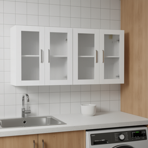 Armadietto a Muro Bianco a 2 Ripiani 12 X 24 X 24 Pollici con Mensola Regolabile e 4 Ante in Vetro per Cucina e Bagno - Product Image 2