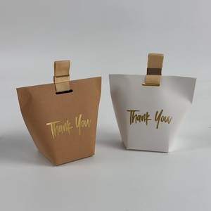 <b>Mini</b> Gold Foil Thank You Bags Goodie Bags with Satin Ribbon Handles - Party Favor Bags for Wedding & Thanksgiving - Product Image 6