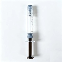 Leere 1ml Dünne Silberne Metall-Glasspritze mit Kolben 1 ml Lange Spritzen für Destillatöl