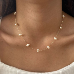 Bracelet en perles artificielles non ternissantes, design moderne réglable, chaîne en acier inoxydable plaqué or 18 carats, collier - Product Image 2