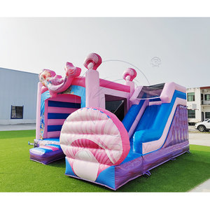 บ้านลมเป่าลมธีมโลกใต้น้ำสีชมพูพร้อมสไลเดอร์สำหรับเชิงพาณิชย์ - Product Image 3