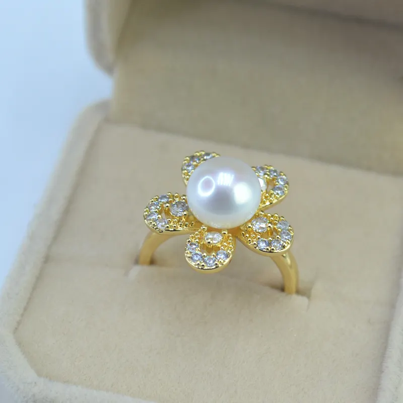 Anel de pérola, joias da moda, venda quente de anel de pérola genuíno de água doce 925