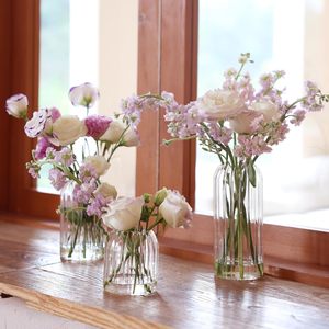 Juego de 3 Jarrones Pequeños de Vidrio para Flores, Jarrones Modernos con Diseño Acanalado para Centros de Mesa de Boda, Decoración del Hogar para Sala de Estar - Product Image 3