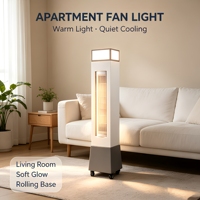 Ventilateur tour vertical sans pales, mobile et silencieux, avec télécommande et lumière, sur base roulante, idéal pour salon, chambre et cuisine