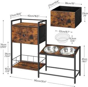 Bols surélevés pour chiens Support de bol surélevé avec <span class=keywords><strong>panier</strong></span> à jouets Armoire de support de bol pour <span class=keywords><strong>chien</strong></span> avec rangement pour animaux de compagnie pour chiens moyens XL - Product Image 1