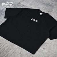 PEERAGE personnalisé hommes surdimensionné DTG bouffée impression noir boîte coupe T-shirt 250 Gsm lourd 100% coton Boxy Fit Crop T-shirt hommes