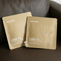 Bolsas de Embalaje Personalizadas de Papel Kraft para Cables Tipo-C |   Bolsas con Cierre Deslizante de 3 Lados para Accesorios Electrónicos