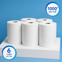 Papier essuie-mains en pâte de bois vierge, 2 plis, 1 pli, à déroulement central et latéral, TAD, pour toilettes de restaurants et lieux publics