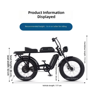 Vélo électrique tout-terrain pour adultes 400W 48V avec pneus larges, style cyclomoteur <span class=keywords><strong>vintage</strong></span>, vélo électrique de banlieue - Product Image 5