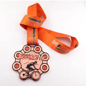 Fita de medals em miniatura para bicicleta, fita personalizada de liga de zinco e metal para ciclismo de montanha