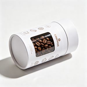 Biodegradable Kraft Cylinder Box Diecut Window Thick Cardboard Tube Coffee Bean Packaging For Wholesale - Product Image 1