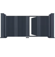 Porte d'entrée de villa individuelle avec conception coulissante, sonnette, appel, mot de passe secret, clés, porte de clôture en alliage d'aluminium