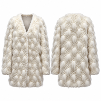 Veste en fourrure de raton laveur bicolore sans col, coupe carrée, longueur mi-haute, surface en fourrure touffue, style urbain automne-hiver, OEM