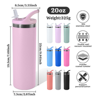 Gobelet isotherme à double paroi en acier inoxydable de 20 oz, personnalisé en gros, pour le voyage, avec couvercles et pailles