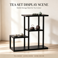 Étagère de présentation pour service à thé en métal, quatre niveaux, durable, minimaliste, carrée, thermolaquée, sur pied, support de rangement pour tasses à thé