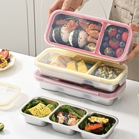 Boîte à lunch en acier inoxydable 304, conteneur isotherme, grande capacité, compartiments divisés, réduction de la graisse, fruits, légumes, boîte bento