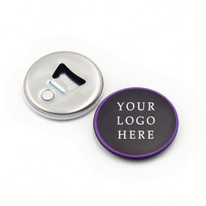Custom Logo Magnetic Bottle Wedding Souvenir Ref Magnet Round Black With Can Opener - Product Image 1