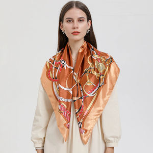 ผ้าพันคอโพลีเอสเตอร์ 100% ลายวอลนัทโบฮีเมียนแบบใหม่ ผ้าพันคอขนาดกว้าง 90 ซม. - Product Image 1