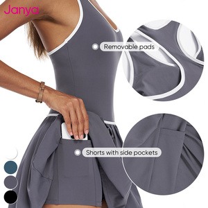 Janya donna blocco colore Racerback <span class=keywords><strong>Mini</strong></span> palestra Fitness sportivo abito da Golf Tennis plissettato senza maniche con Shorts con tasche - Product Image 4