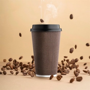 แก้วกาแฟกระดาษคราฟท์สองชั้น P&M เป็นมิตรกับสิ่งแวดล้อม ย่อยสลายได้ พร้อมฝาปิด กันน้ำ ทนทาน สำหรับไวน์และกาแฟ จำหน่ายจำนวนมาก - Product Image 1