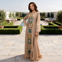 Abaya pour femmes du Moyen-Orient, prête à être expédiée en 2026, broderie de sequins, polyester, hiver, été, automne