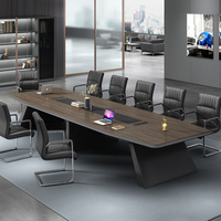 Mesa de Conferencia Modular Extensible de Madera Sólida de Alta Gama, Diseño Cuadrado con Combinación de Sillas, para Uso Comercial en Oficinas
