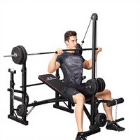 Station de musculation multifonctionnelle stable et durable en métal avec poulie pour banc de musculation réglable et lat pulldown