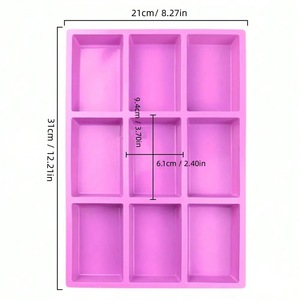 9 Cavity Rectangular Cake Mold <b>Silicone</b> <b>Baking</b> Pan For DIY Cakes Soaps Oven Safe - Product Image 3