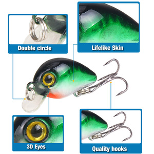 Señuelo de Pesca Kfsf Crank Lure de 30 mm y 1.6 g, Señuelo Artificial de Superficie para Pesca de Lubina, Señuelo de Plástico Duro con Anzuelo - Product Image 4