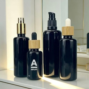 High Quality Black Violet Essential Oil Glass <b>Dropper</b> <b>Bottle</b> 30ml 50ml 60ml 100ml Round UV-protective Lotion <b>Bottle</b> - Product Image 1